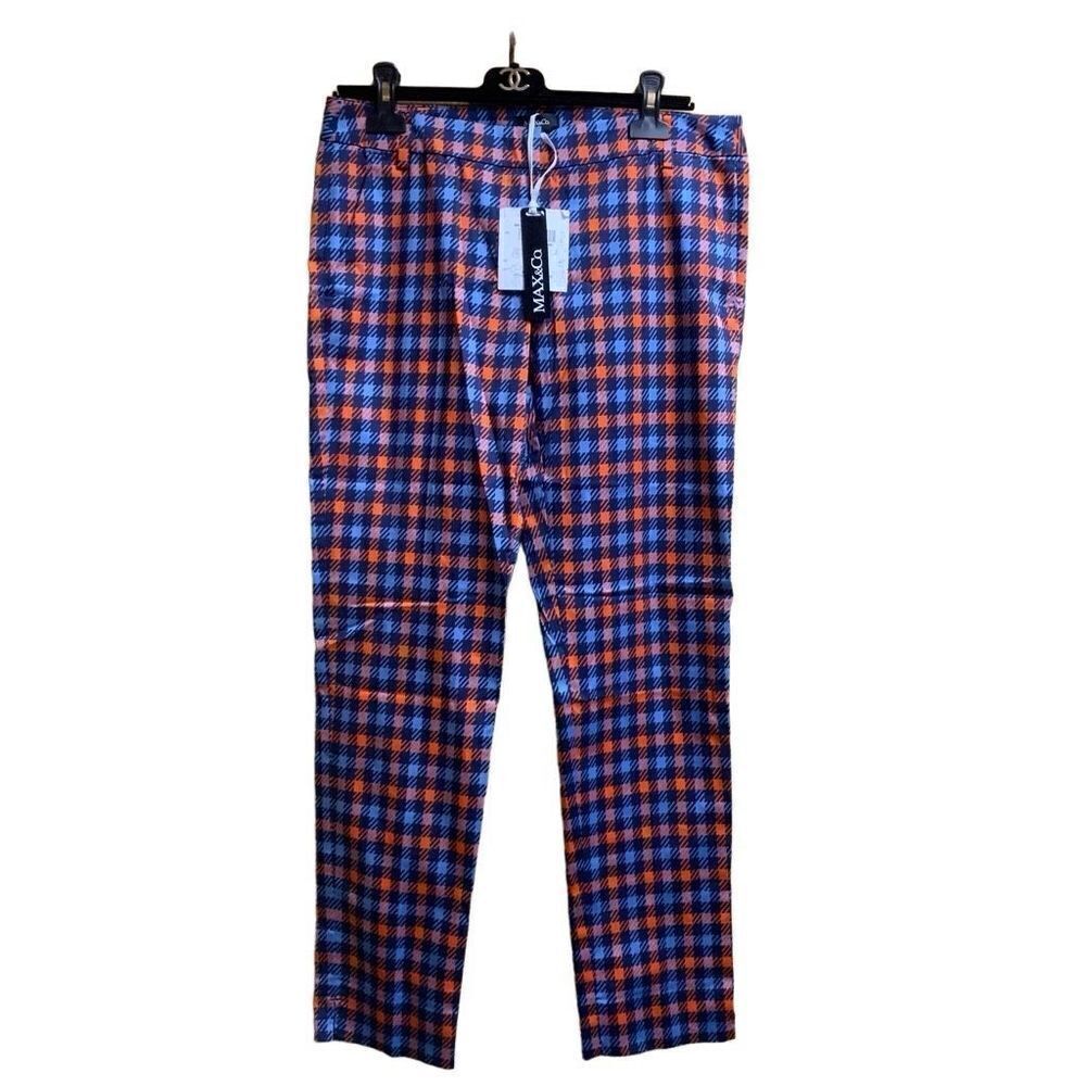 Max & Co. Ladies Multicolor Cotton Stretch Checked Gingham Trouser Pants Size 8
